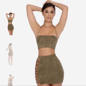 Oh Polly Straight Laced Suede Tie Up Two Piece